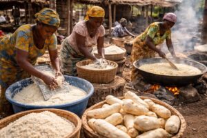 Lire la suite à propos de l’article Du manioc au gari : voyage au cœur d’un aliment 100 % local